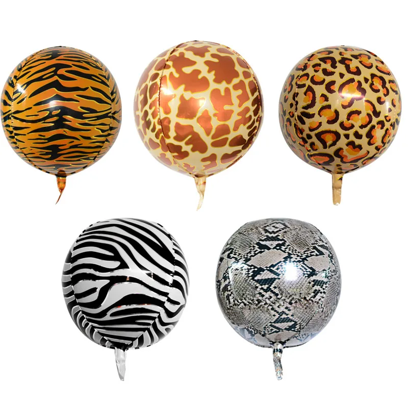 

22inch 4D Helium Foil Balloons Zebra Tiger Snake Giraffe Lion Animal Ballons Baby Shower Jungle Birthday Party Decorations Kids