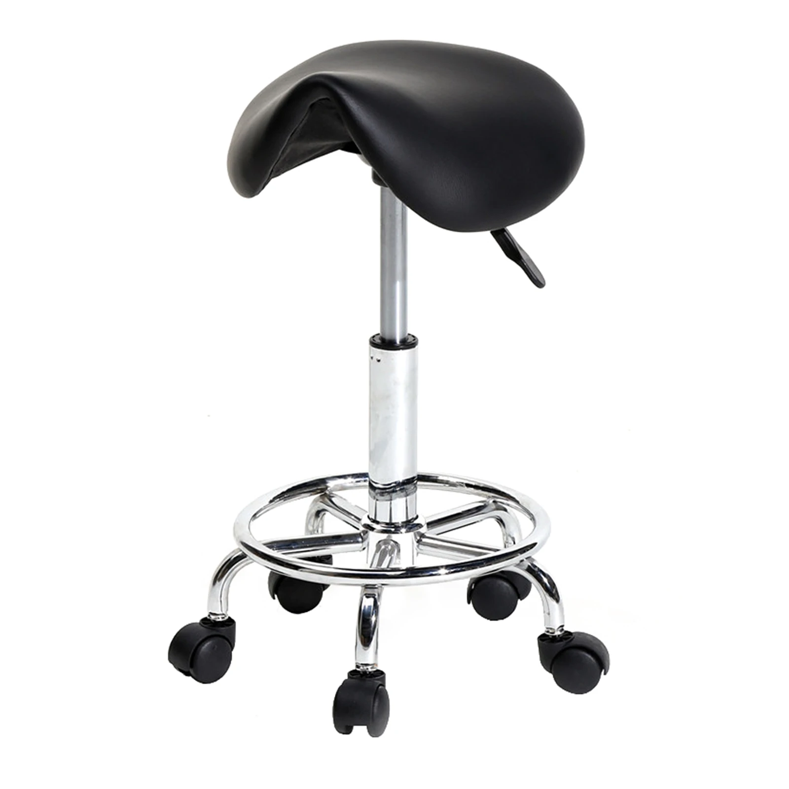 

Ha Ha Feet Rotation Rolling Stool PU Leather Bar Stool Height Adjustable Swivel Drafting Work SPA Medical Salon Stools