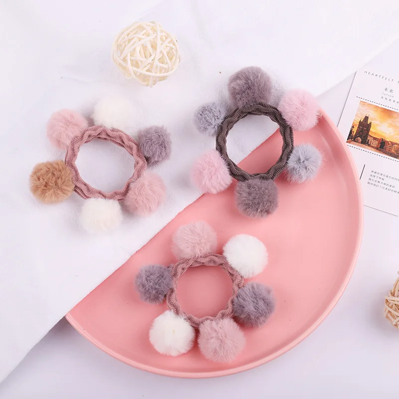 Женский шерстяной шар Толстый эластичный резиновый держатель для хвоста девочек