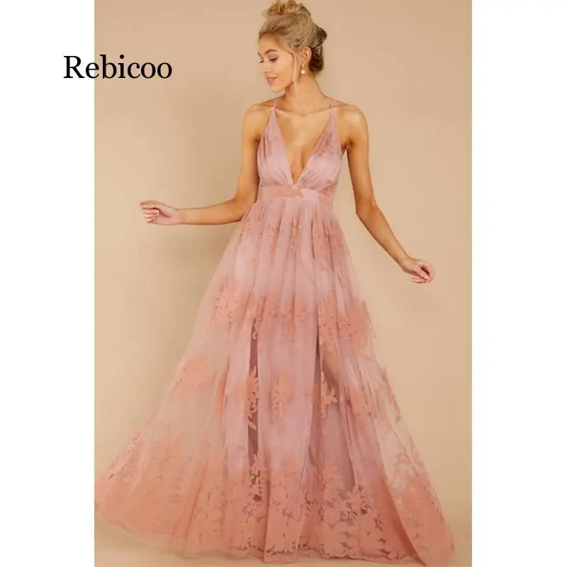 Женское вечернее платье Rebicoo однотонное элегантное шифоновое без рукавов летнее