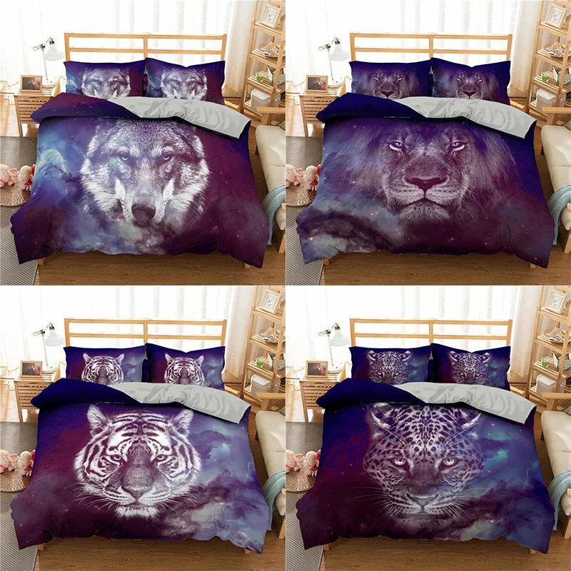 

HD Digital Print Galaxy Animal Bedding Sets Duvet Cover+ Pillowcase 2/3pcs Single Twin Double Queen King bed set US/AU/EU size