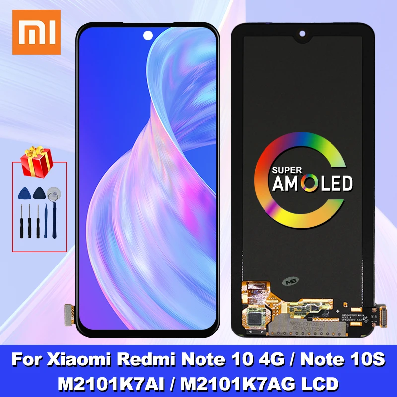 

Super AMOLED 6,43 ''для Xiaomi Redmi Note 10 4G M2101K7AI M2101K7AG ЖК-дисплей с дигитайзером для Redmi Note 10S LCD