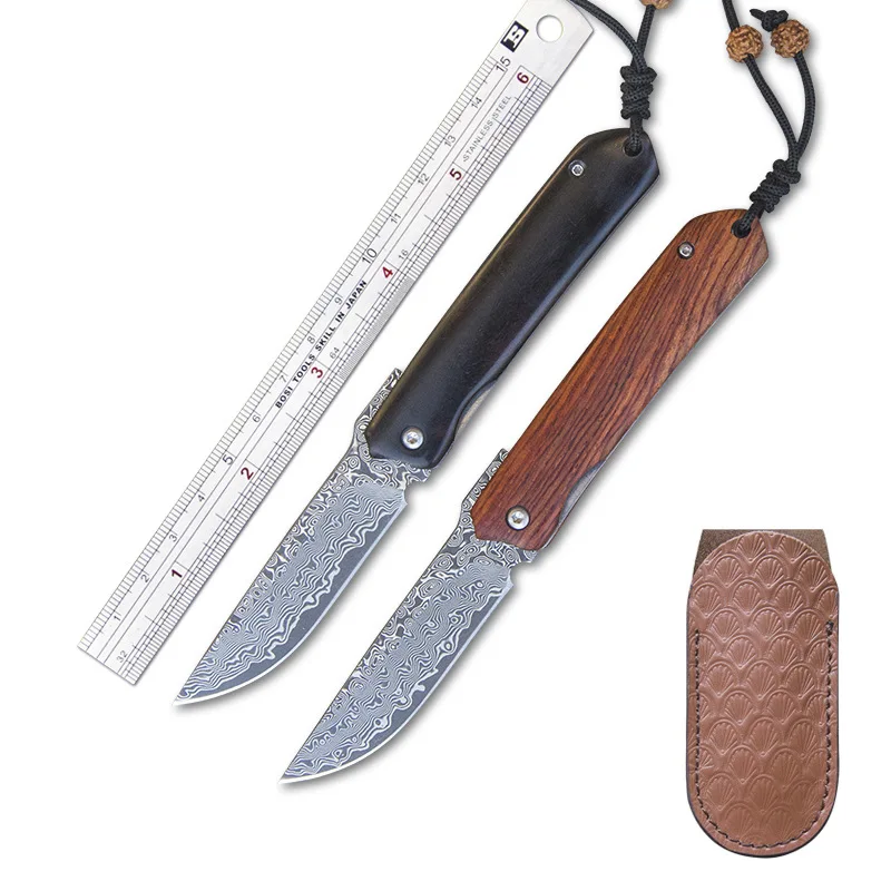 Outdoor folding knife,  Survival knife,  High hardness portable camping knife,  Damascus folding knife