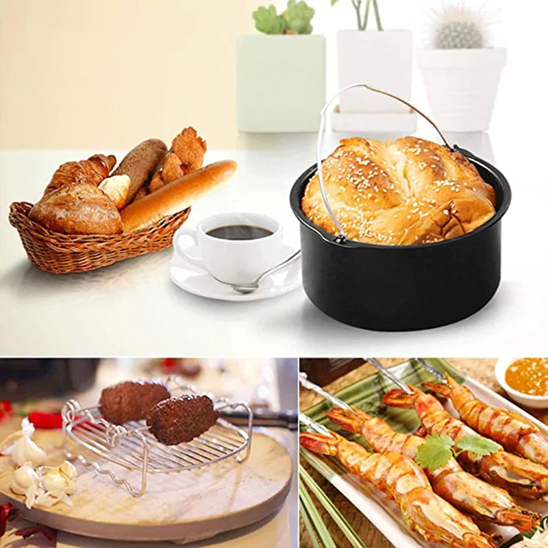 

12pcs Air Fryer Accessories Pizza Plate Grill Pot Multipurpose Skewers Racks Fit all Airfryer Kitchen Cooking Tools for Party