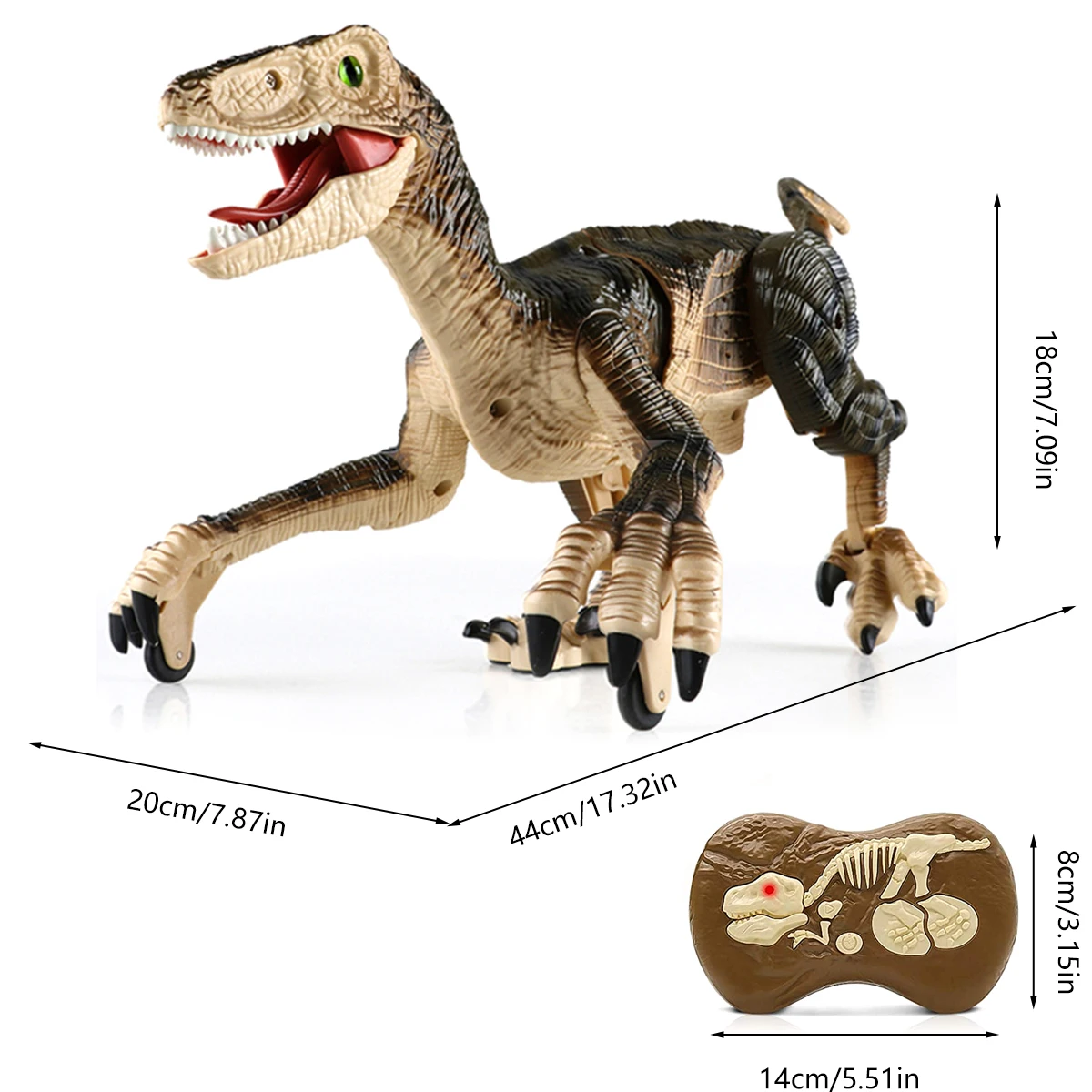 Figuras de animales a Control remoto para ni&ntilde;os, juguete de dinosaurio de boca abierta, Velociraptor el&eacute;ctrico para caminar, regalo de Navidad, 2,4G-5