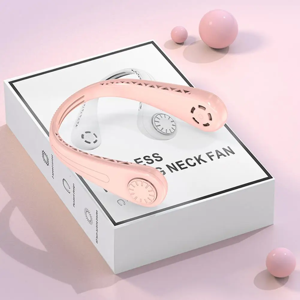 

Summer Neck Fan Mini Leafless Ultra Quiet Cool Fans 3 Gear Wind Speeds USB Rechargeable Hands-Free Outdoor Sport Cooling Tools