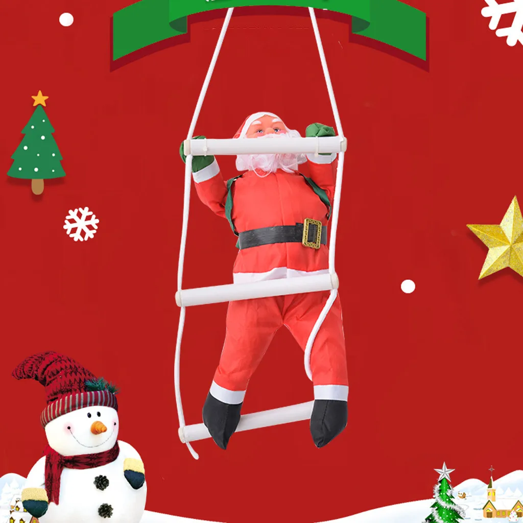 

Christmas Santa Climbing Rope Ladder Xmas Tree Hanging Ornament Party Decor Educational Dolls Party 40cm 2020 New
