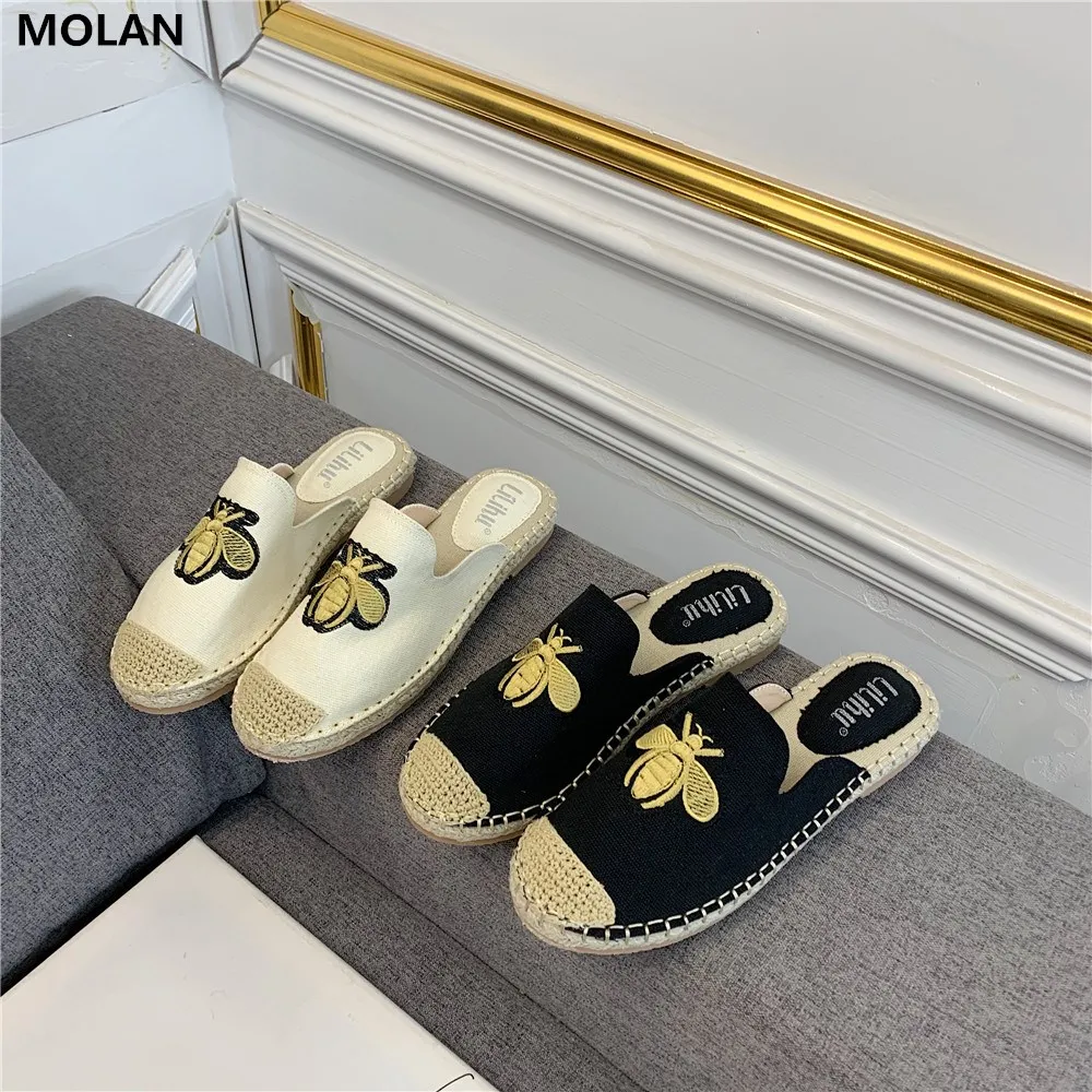 Бренд molan Designers 2020 новые модные роскошные Тапочки на плоской подошве с вышитой