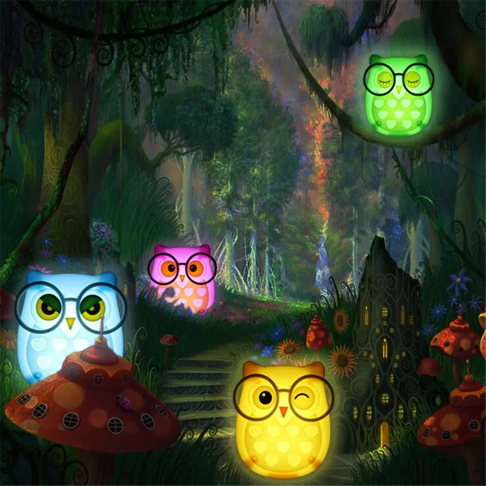 Миниатюрный детский ночник в виде совы автоматический сенсорный светильник с