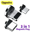 Быстрое зарядное устройство с Micro USB Type-C для iPhone, Магнитный адаптер 3 в 1, магнитный штекер для Samsung, Xiaomi, Huawei, конвертер, разъем USBC