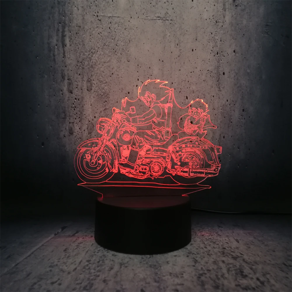 Гоку отец и Готен сын езда Мотоцикл 3D лампа Led ночник подарок на день рождения