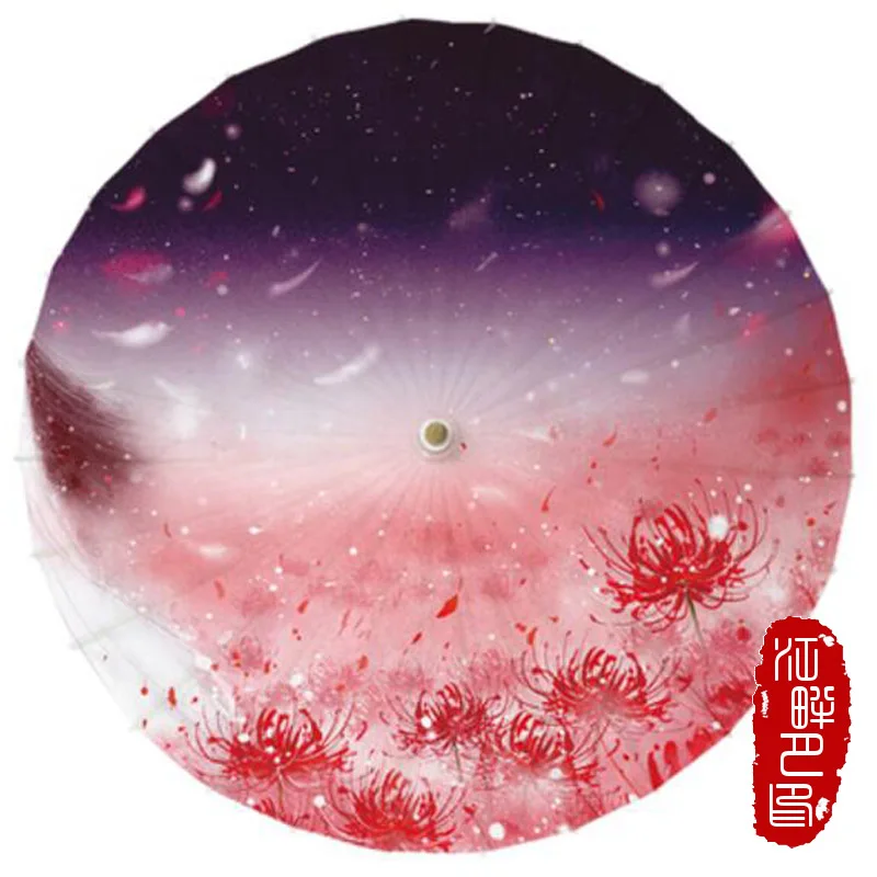 Парные цветы JPY с темным небом масляной бумагой зонтик перо муха бумажный зонт