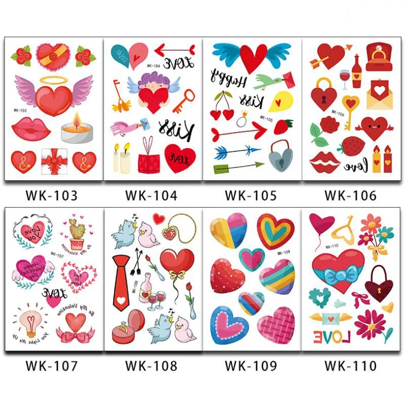Женские Поддельные татуировки временные в форме сердца водонепроницаемые для