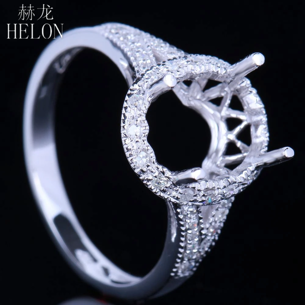 Кольцо женское из белого золота 14 к с натуральными бриллиантами 10x8 мм | Украшения