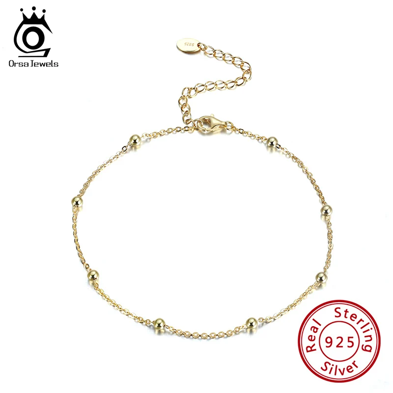 Цепочка на лодыжку ORSA JEWELS из чистого серебра 925 пробы с позолотой 14 карат