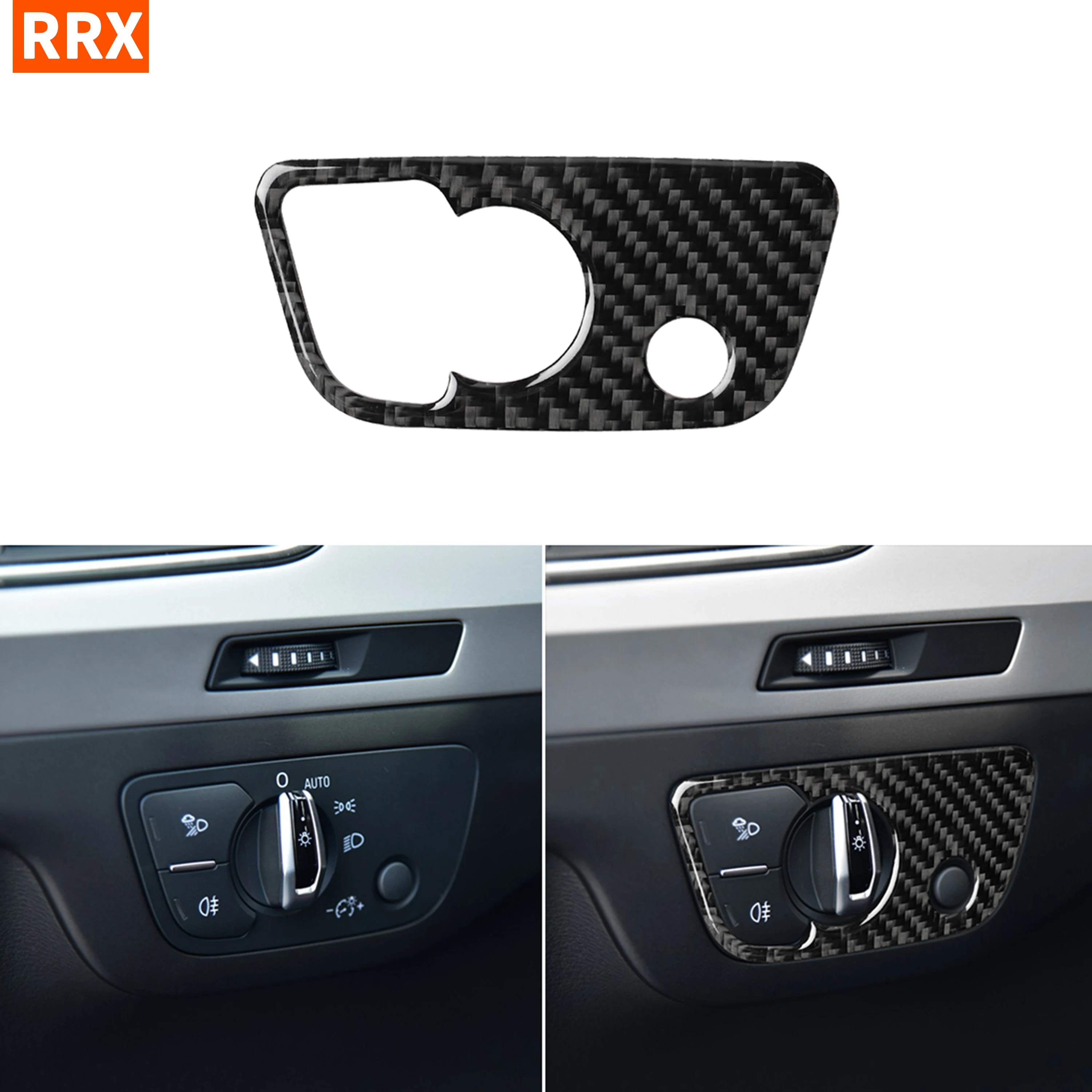 

For Audi Q7 SQ7 4M 2016 2017 2018 2019 Carbon Fiber Stickers Dashboard Headlight Switch Button Frame Interior Car Accessories