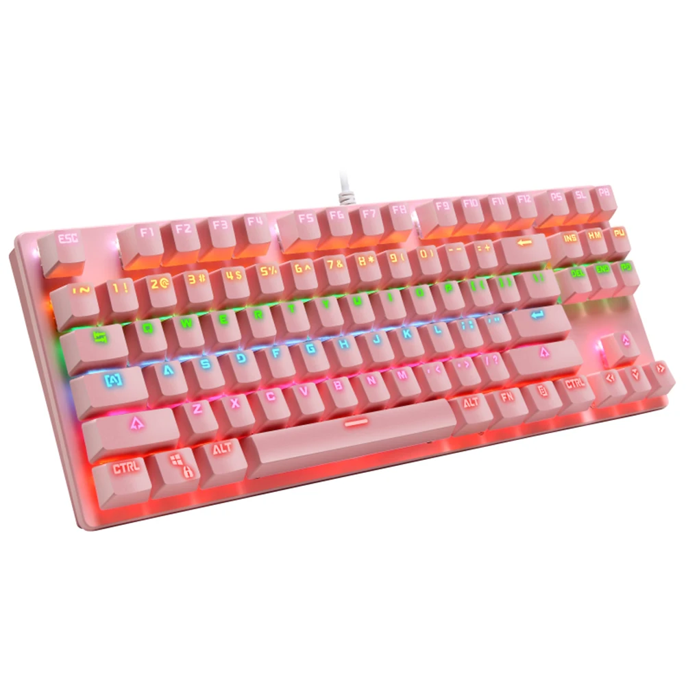 

Typing 87 Keys For PC Ergonomic Computer Accessory Colorful Backlit USB Wired Plug And Play Fashion Mechanical Keyboard Gaming