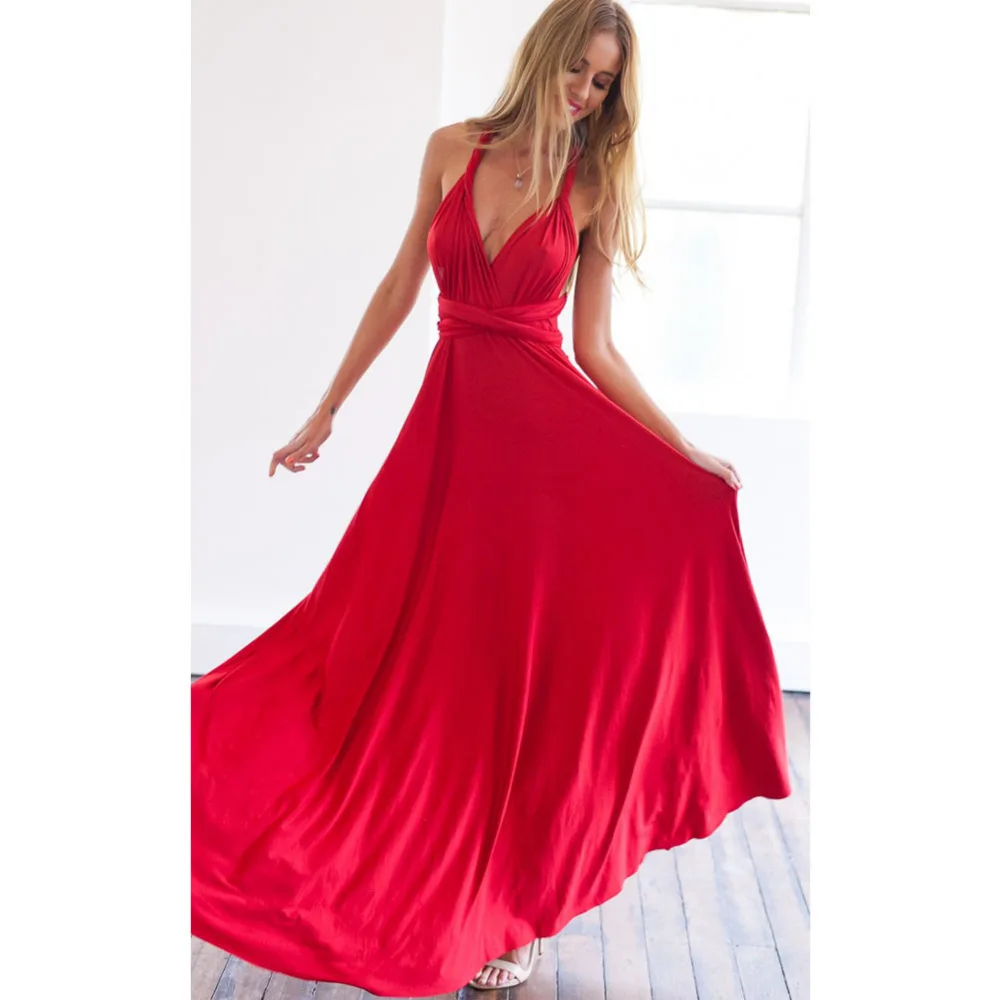 

ZOGAA Sexy Multiway Wrap Convertible Boho Maxi Club Red Dress Bandage Long Dress Party Bridesmaids Infinity Robe Longue Femme