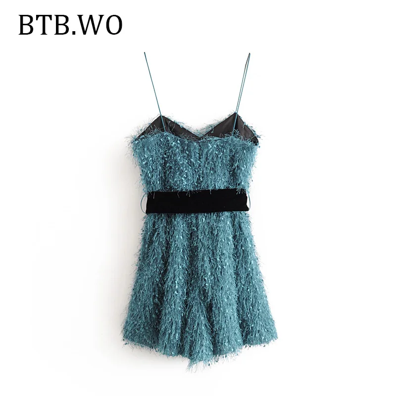 BTB. WO 2019 женское платье сексуальные с кисточками винтажное vestidos милый стиль