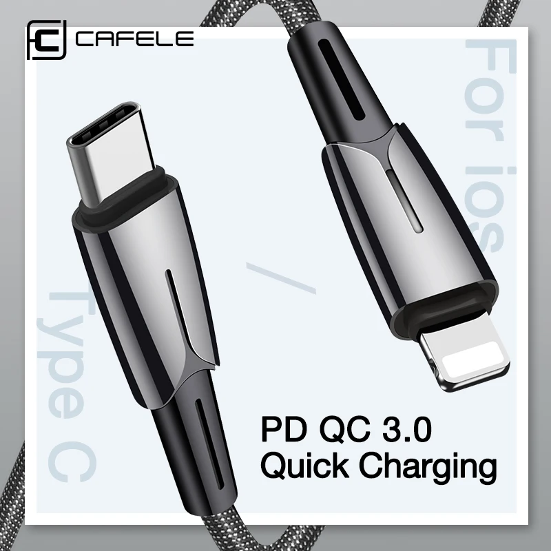 Cafele usb type C для Lightning Кабель iPhone X XI XS MAX XIR 18 Вт PD кабель быстрой зарядки 8 7 Plus шнур