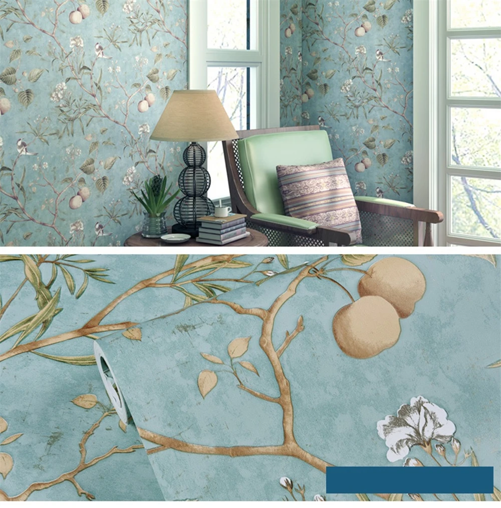 Самоклеящиеся обои с цветочным узором в пасторальном стиле для гостиной фоновые