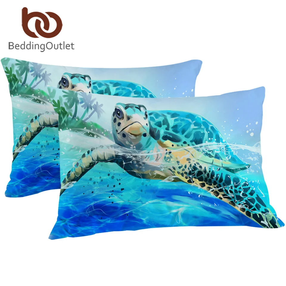 Наволочка для кровати морской наволочка с черепахой акварельная синяя спальный