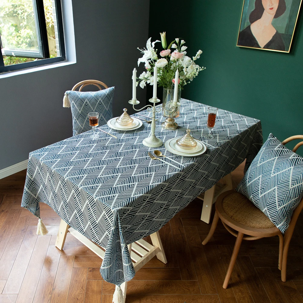 

American Light Luxury Style Pop Striped Tablecloth Polyester Retro Coffee Table Tablecloth Cover Towel Suitable