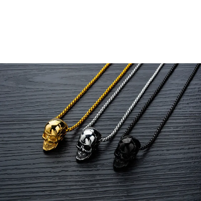 

Мужское ожерелье с подвеской в виде черепа из титановой стали