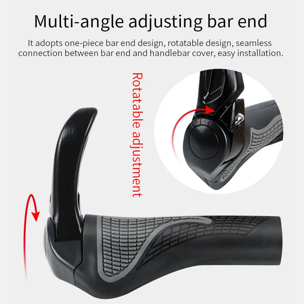 

WEST BIKING 1Pair Bicycle Grip MTB Bike Ergonomic Anti-Skid Handlebar Grip Shock Absorption Comfy Rubber Cycling Bar End Grips