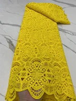 yellow classic african eembroidery guipure cord with stones fabric nigerian celebration lace for party 4586b