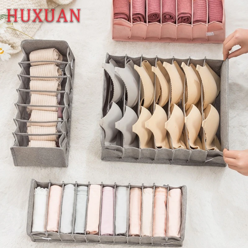 New Underwear Storage Box Socks Bra Underpants Foldable Divider Drawer Closet Organizer Household Clothes Storage Sorting Tools