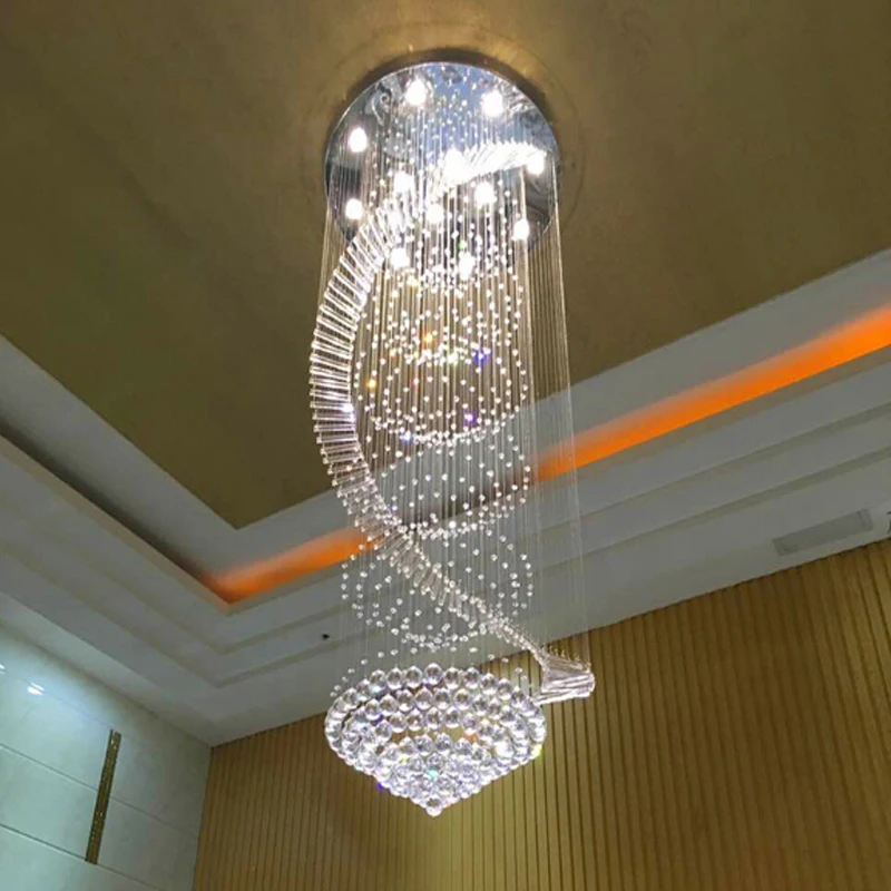 Новая современная люстра со светодиодными хрустальными лампами длинная