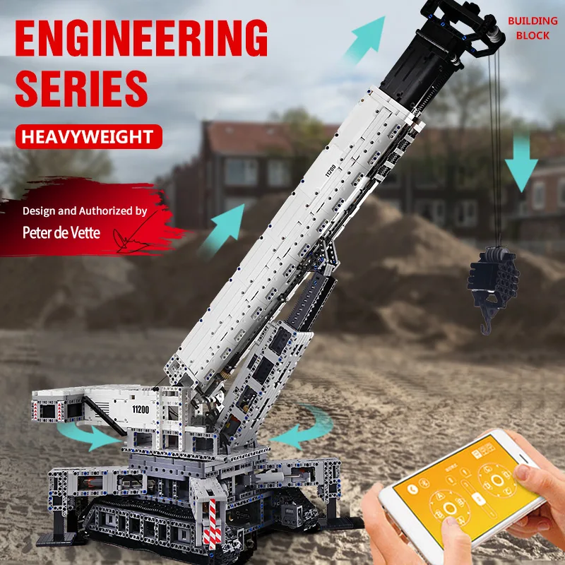 Mould King 17002 High Tech RC Engine Power Function Crane LTM Truck APP Building Brick Blocks Kids Educational toys XMAS Gift | Игрушки и
