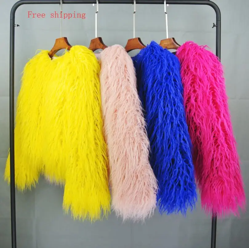 Женское шикарное пальто богемное меховое из искусственного меха на осень и зиму