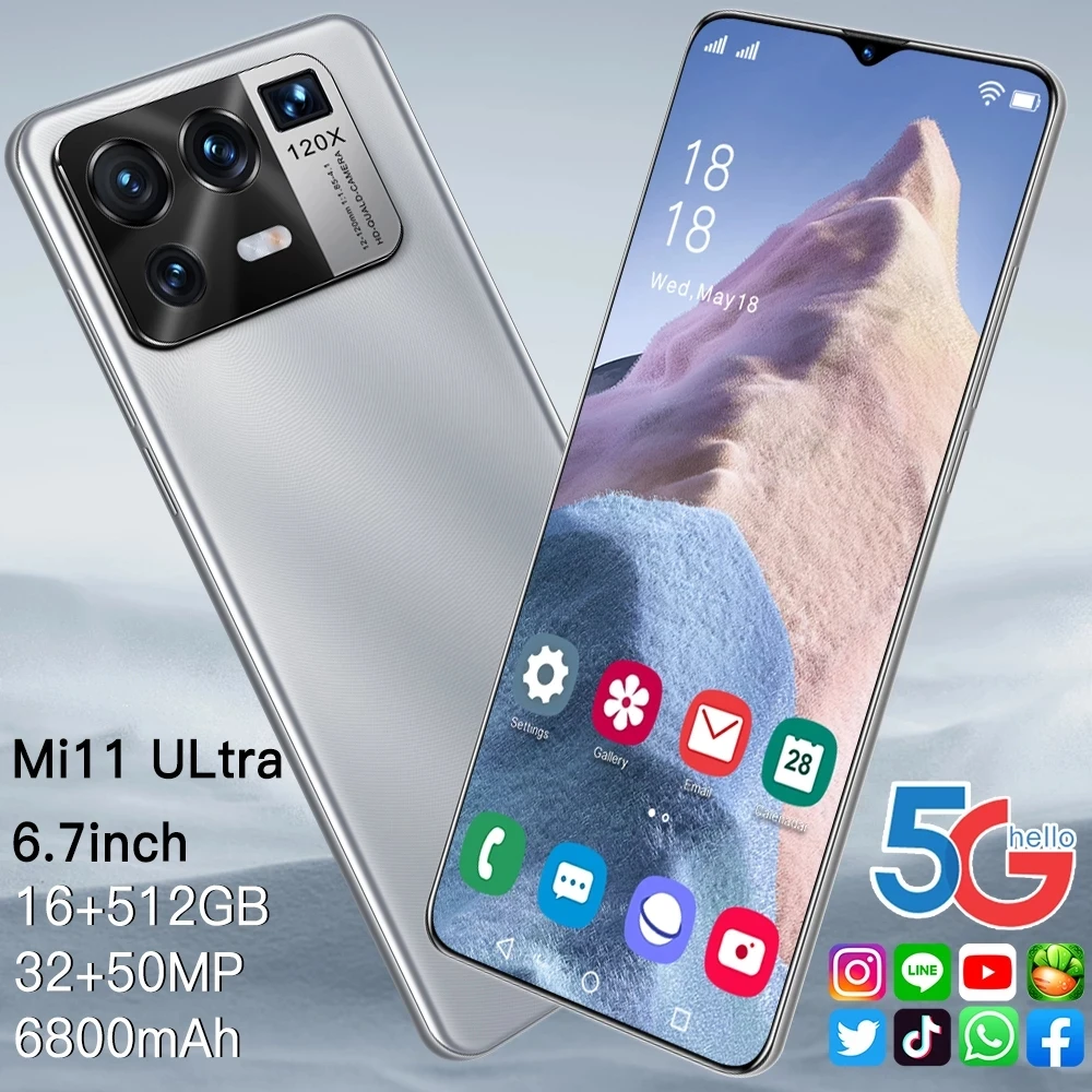 

2021 Global Version Mi11 Ultra 6.7Inch Smartphone Android11 6800mAh 16+512GB 35+50MP Face Unlock Google Android 5G Mobilephone