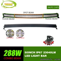 ynroad 288w 50inch curved led work light bar spot flood combo beam 10v 30v suv atv 4x4 truck 4wd offroad light bar