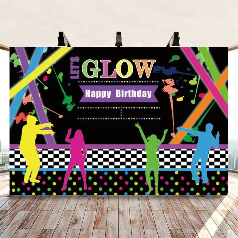 

Яркий неоновый фон для фотосъемки с изображением музыкальной клувечерние в честь Дня Рождения