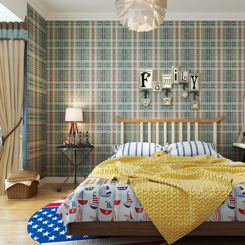 

Американский кантри детская спальня кабинет нетканый обои для телевизора фон классические шотландские картины Настенные бумаги домашний ...