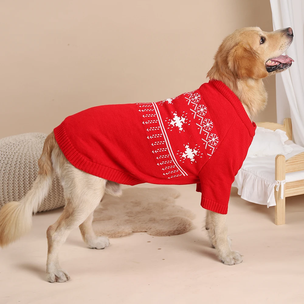 

Snowflake Warm Red Sweater Big Dog Winter Outing Soft Pet Clothing Christmas Dog Sweater Ragdoll Cat Jacket Supplier