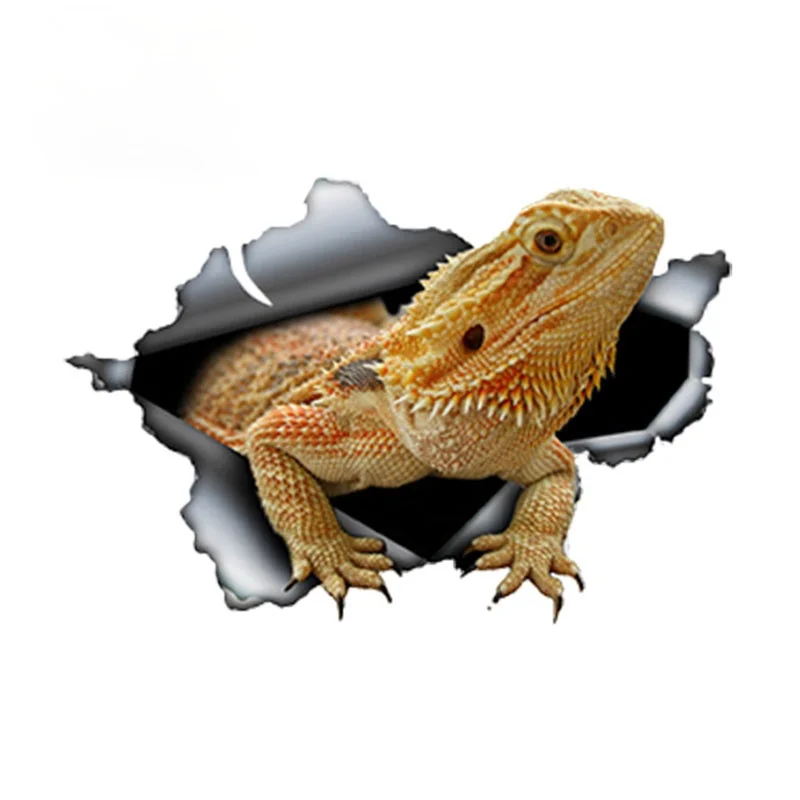 

13cm x 9cm Bearded Dragon Car Sticker Torn Metal Decal Reflective Stickers Waterproof Animal Car Styling Pet Decals