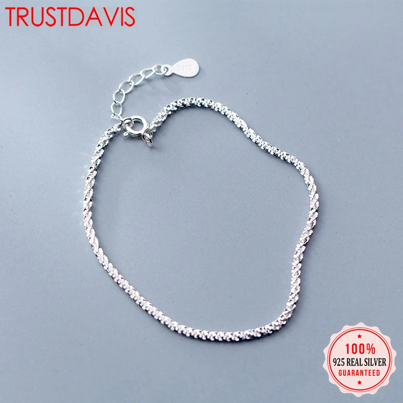 Trusta 925 пробы серебряный браслет Женская мода ювелирные изделия блестящая цепь со звездами 925 Braclet подарок девушки леди Ds1388