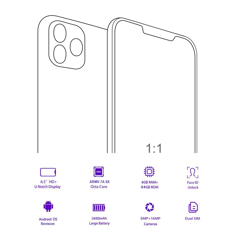 Смартфон на Android экран 6 5 дюйма две SIM-карты | Мобильные телефоны и аксессуары