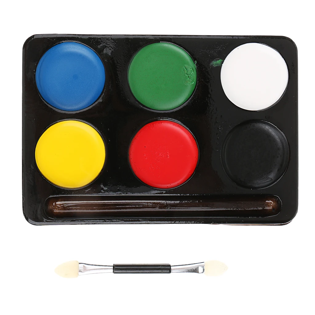 

2x Halloween Clown 6 Colours Make Up Face Paint Palette Fancy Painting Kit Set