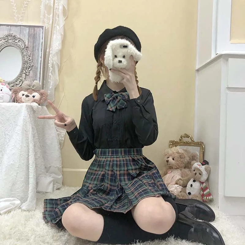 Женская плиссированная юбка [Зеленый Золотой Павлин] клетчатая с высокой талией