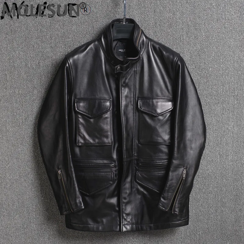 

AKOOSUN 2021 New Leather Jacket Men 100% Sheepskin Coat Genuine Leather Loose Korean Spring Autumn Clothes Mens Jackets KJ4730