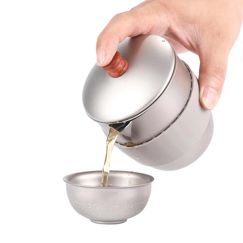 Титановый чайник Lixada 300 мл походный титановый с заваркой оборудование для