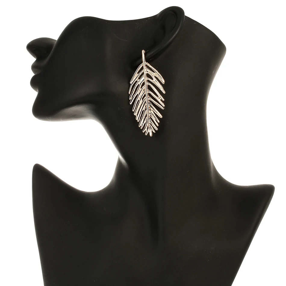 Женские модные серьги подвески в Корейском стиле золотистые длинные с листом