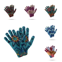 unisex mandala pattern knitted gloves winter autumn male touch screen mitten high quality thick needlework solid casual gloves