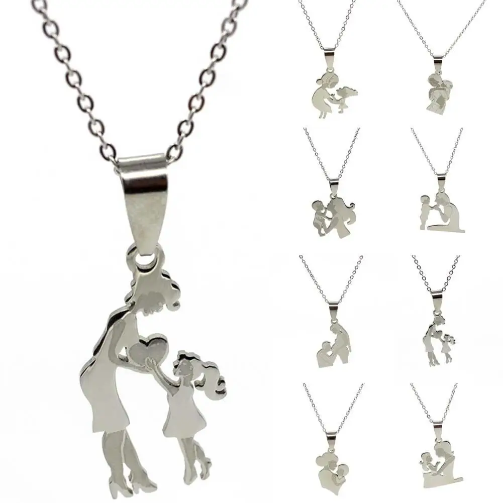 Простое ожерелье с подвеской из нержавеющей стали для мамы и дочери семьи