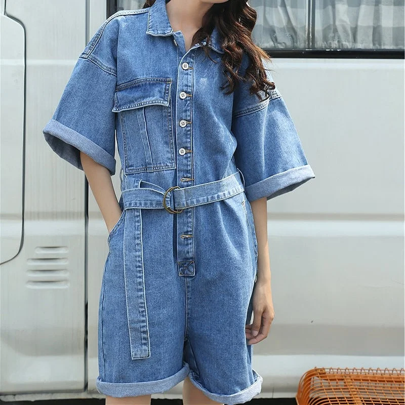 

New Summer Playsuits Women Shorts Fashion Loose Short Casual Jumpsuits Jeans Women Jumpsuit Denim Overalls Short Rompers